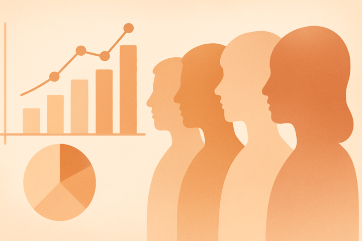 Ilustrasi grafik statistik berubah menjadi siluet manusia sebagai simbol nyawa di balik angka