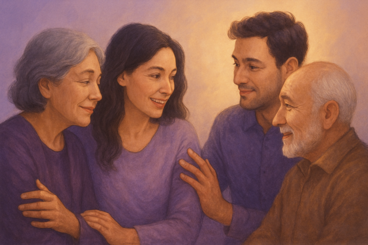 Keluarga saling berinteraksi dengan ekspresi emosi sehat dan komunikasi positif