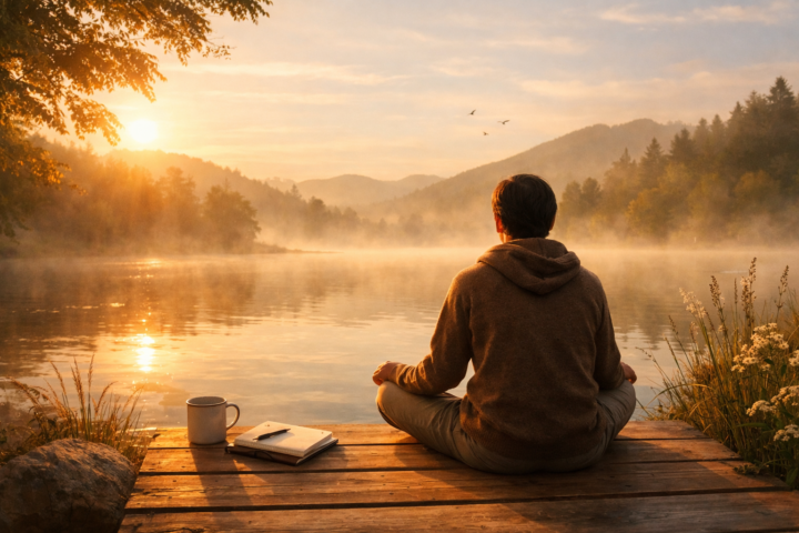 Orang menikmati jeda di alam untuk ketenangan dan pemulihan energi