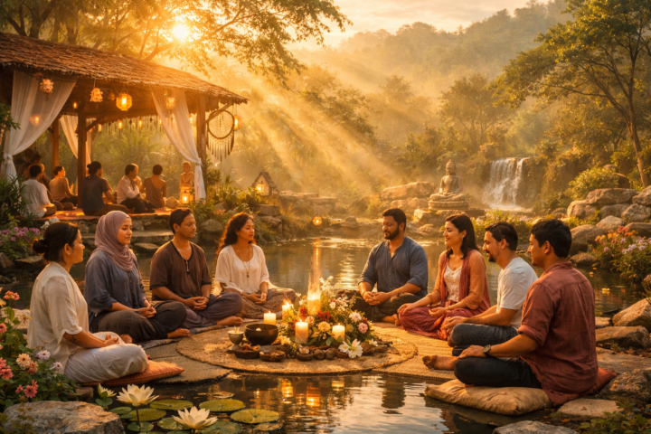 Komunitas Belajar Jiwa berkumpul dalam sesi meditasi dan diskusi untuk saling menyembuhkan dan menemukan kedamaian batin