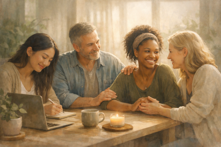 Orang-orang beragam bekerja sama dalam ruang kerja modern yang menunjukkan keterbukaan dan kepercayaan