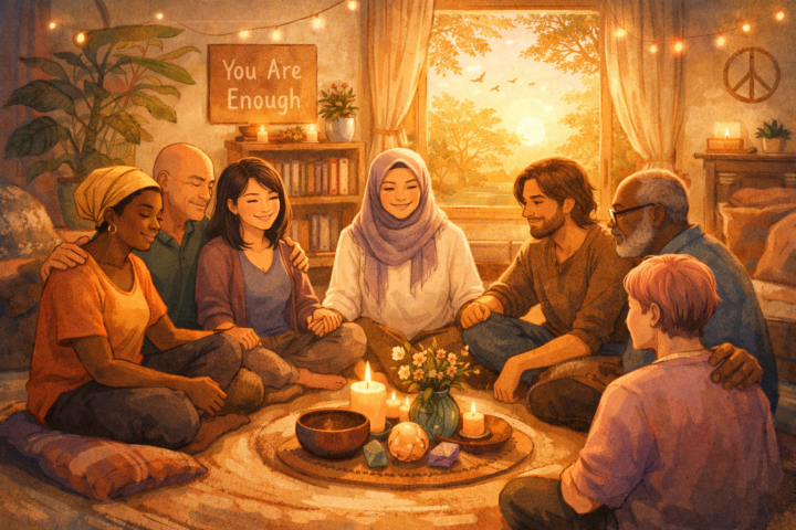 Tempat aman dan ramah tanpa penghakiman dengan orang-orang yang merasa diterima dan damai