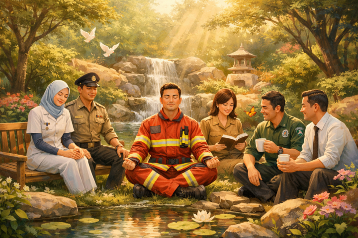 Pelayan publik beristirahat di taman untuk pemulihan jiwa dan menjaga kualitas pelayanan