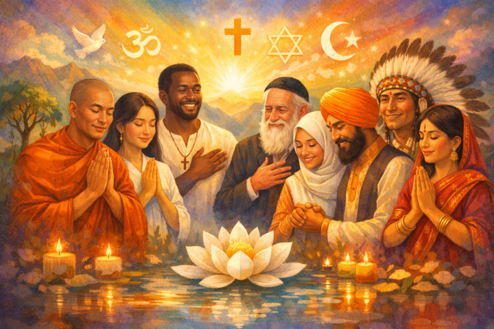 Ilustrasi keberagaman umat beriman dan budaya yang bersatu dalam harmoni