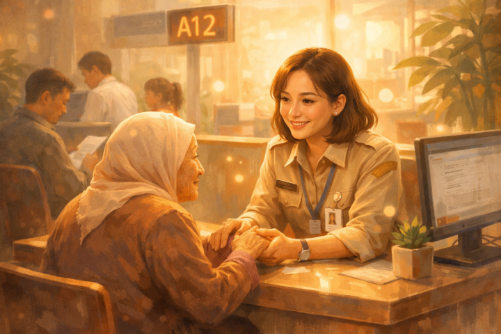Petugas pelayanan publik memberikan layanan dengan empati kepada masyarakat