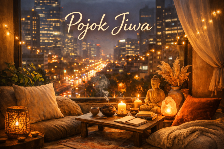 Ilustrasi Pojok Jiwa sebagai sudut tenang di tengah kesibukan kota