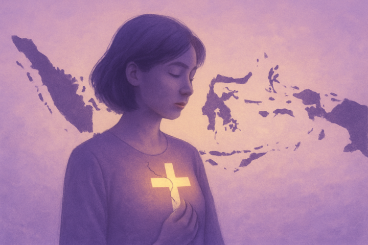 Peta sunyi dengan bayangan gelap melambangkan luka kolektif bangsa Indonesia dalam sejarah