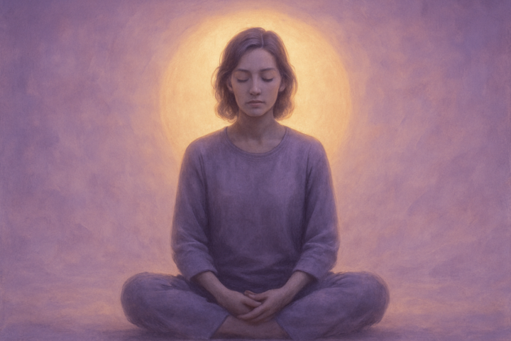 Orang duduk dalam keheningan, melambangkan kekuatan dari luka tersembunyi dan refleksi batin